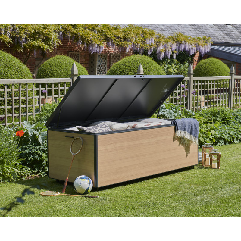 Norfolk Leisure Royce Storage 200cm W 976L Aluminum Lockable Deck Box with Wheels in Beige