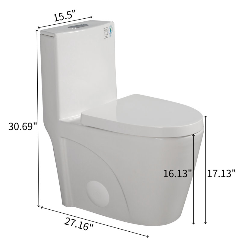 Toilette une pièce, toilette à double chasse 1,1 / 1,6 GPF écoénergétique, hauteur confort 17-1 / 8 po ADA, siège à fermeture rapide à fermeture douce, emboîtement standard 12 po