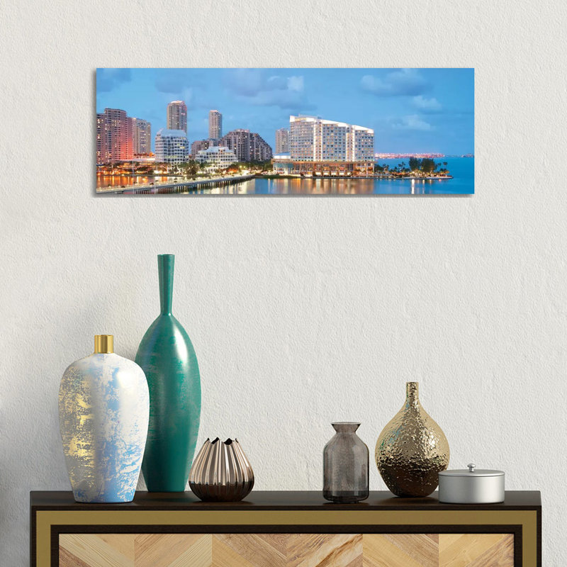 Miami Skyline Cityscape - Wrapped Canvas Panoramic Print, 30.48 cm H x 91.44 cm W x 1.91 cm D
