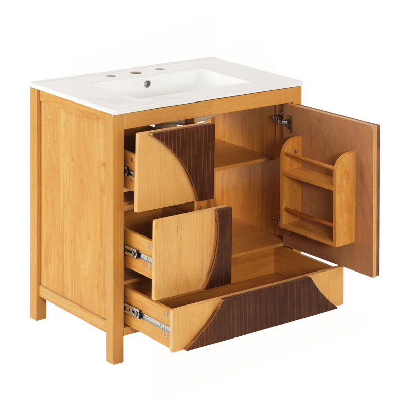 Meuble-lavabo de style moderne 30 pouces avec lavabo 30 po Mid-Century