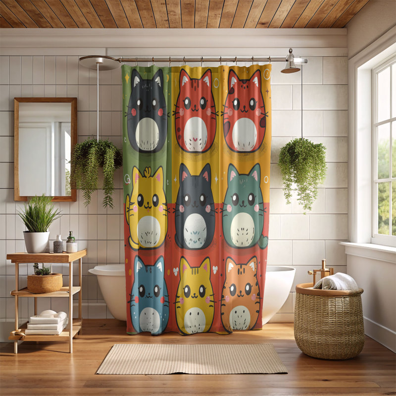 Sweet Kitten - Rideau de douche Premium, H 74 po x l 71 po