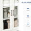 Tour à linge à 3 niveaux pour salle de bain, blanc antique, armoire autoportante, porte vitrée, tablette de rangement réglable, tablettes, blanc