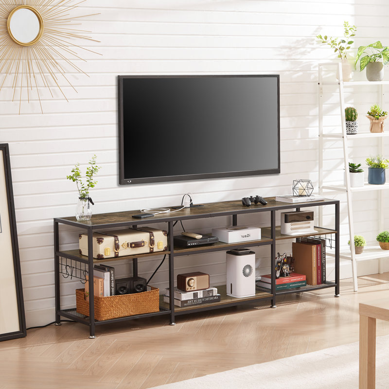 Teryn TV Stand with Built-In Outlets, Brown, 70.9"
