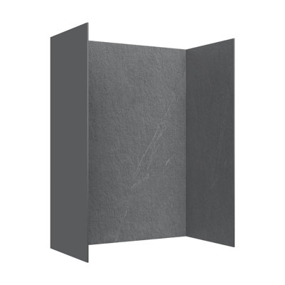 Mistelle 60 In. W X 36 In. D X 86 In. H Grey Stone-Effect Shower Wall Panel Surround, Set Of 3, Cuttable