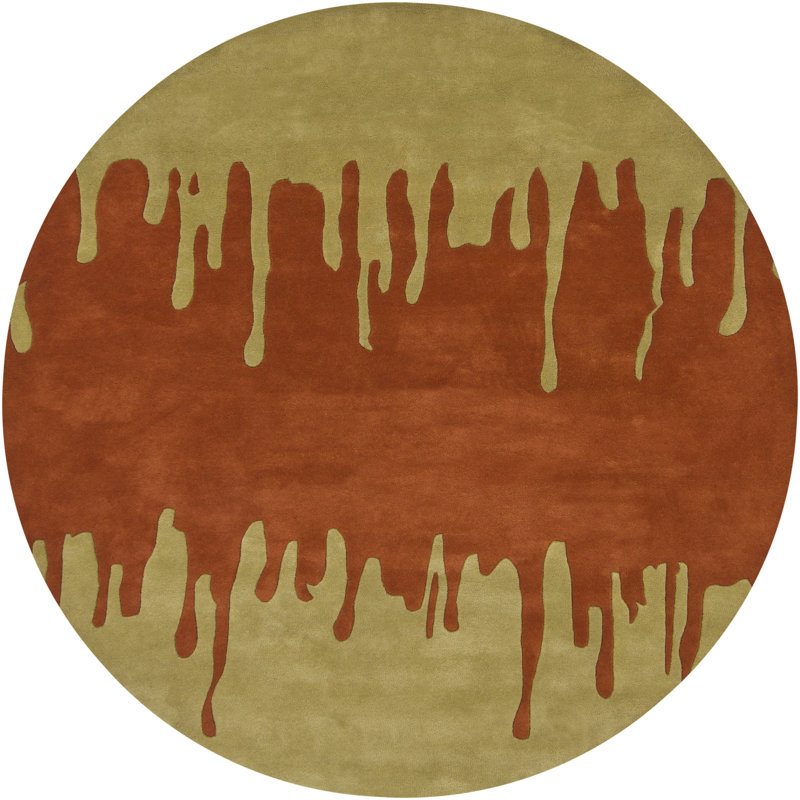 Tapis vert / orange Dasher, Rond 7 pi 9 po