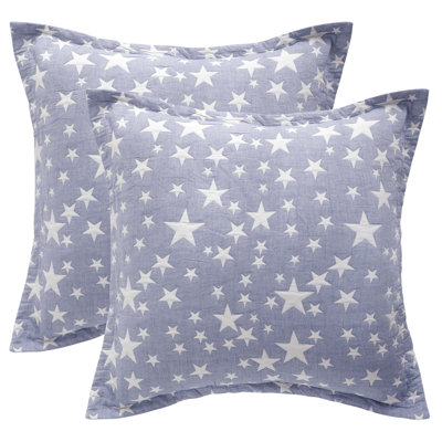 3 Layer Muslin Cotton Quilted Euro Pillow Shams, Square Pillowcase with Envelope Closure, 2 Pack, 26"x26"