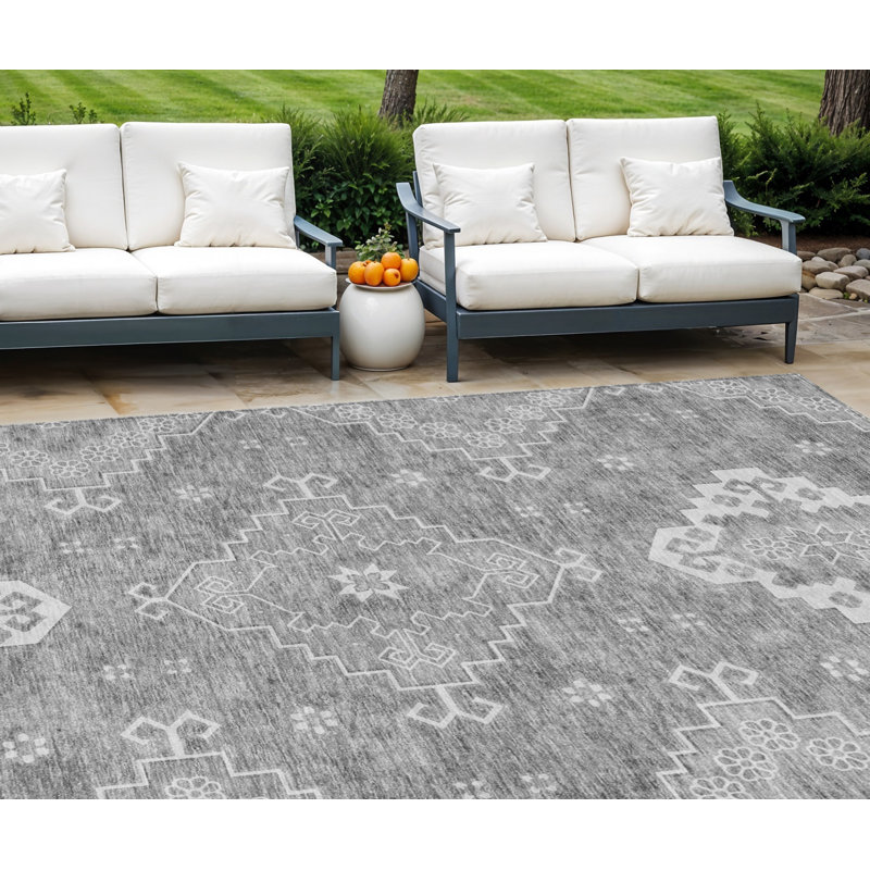 Tapis intérieur lavable 9 pi x 12 pi ivoire Medallion