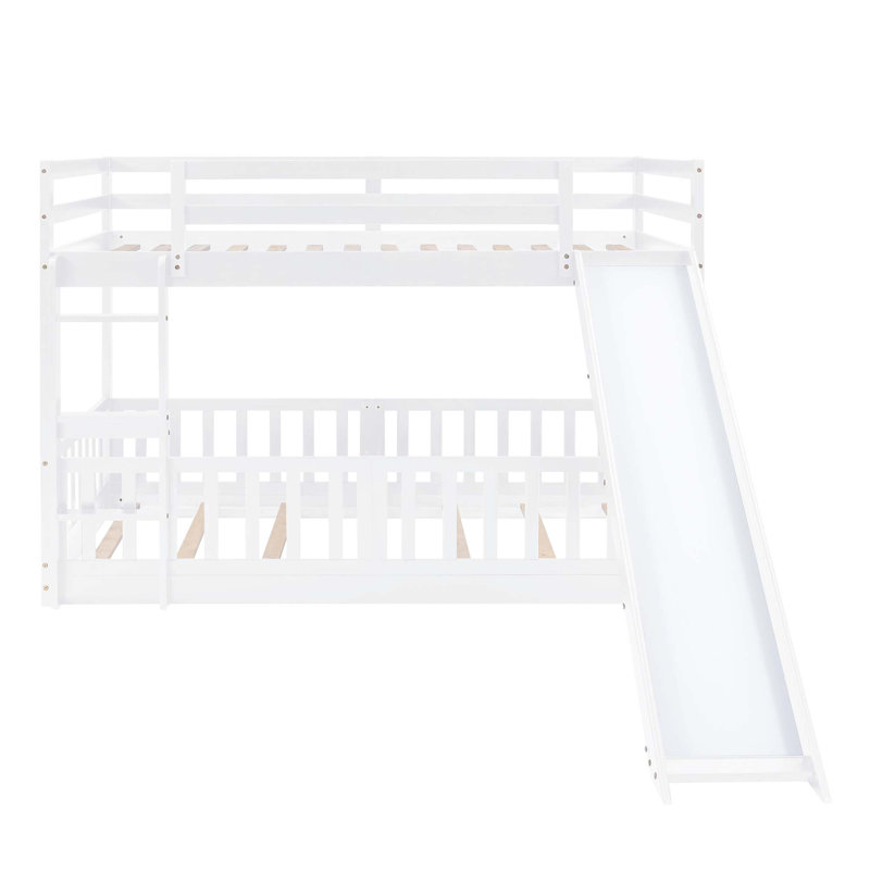 Lit superposé avec glissoire et échelle, Blanc