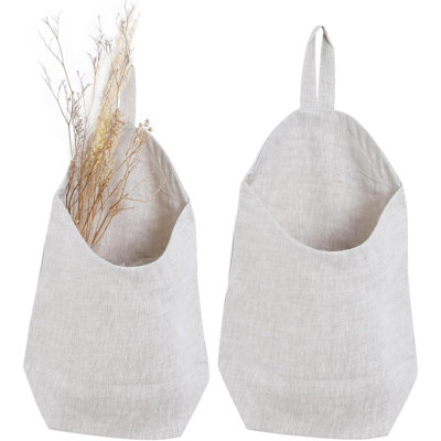 Sacs de rangement suspendus 100% lin, paniers 2 pièces, sac de rangement mural pour la cuisine, la chambre à coucher, organisateur de camping-car, salle de couture, rangement pour chambre de bébé, chambre d'enfant