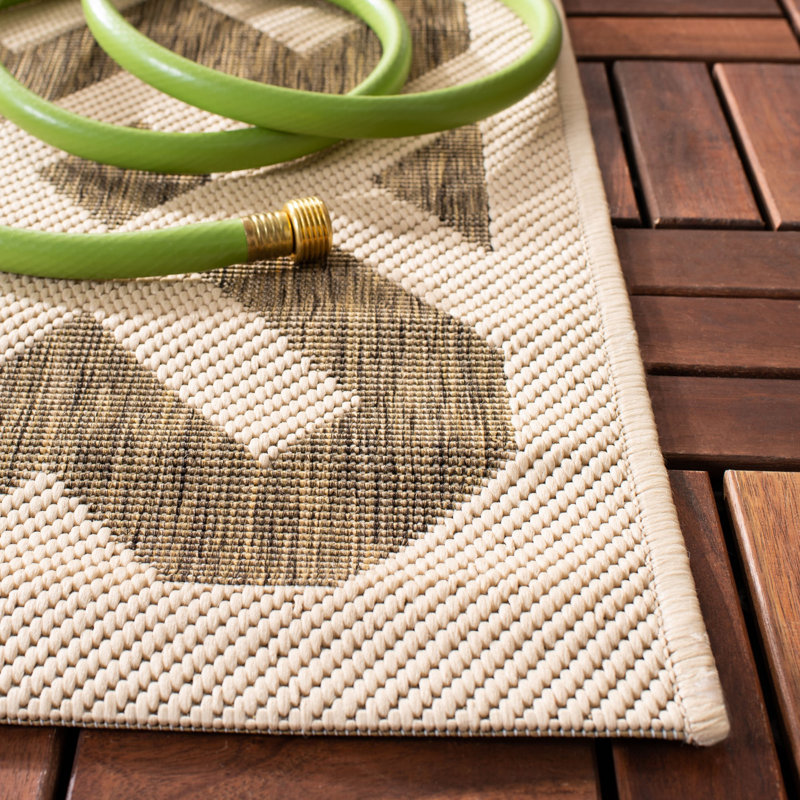 Arneshia Geometric Brown/Tan Indoor/Outdoor Area Rug, Square 4'
