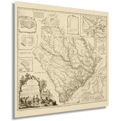 1773 South Carolina Map, art mural sur papier