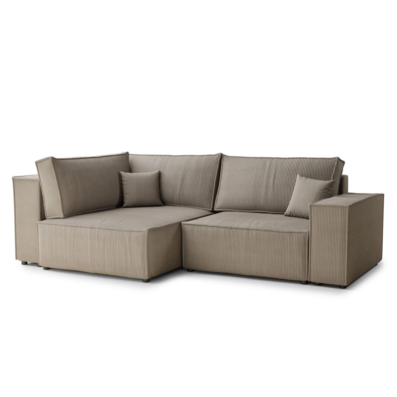 3 Seater Corner Sofa , Left Hand Facing, Light Grey Velvet