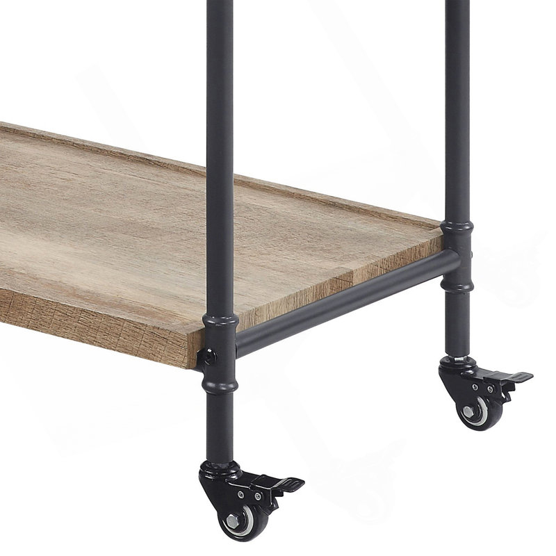 Versatile And Stylish 2-Shelf Oak Serving Cart For Various Occasions