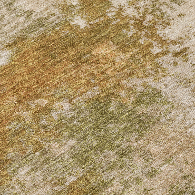 Machine Washable Indoor/Outdoor Xhevrie Copper Rug, Rectangle 3' x 5'