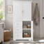 Armoire de rangement haute et large avec portes pour salle de bain / bureau, trois tiroirs-1206771112