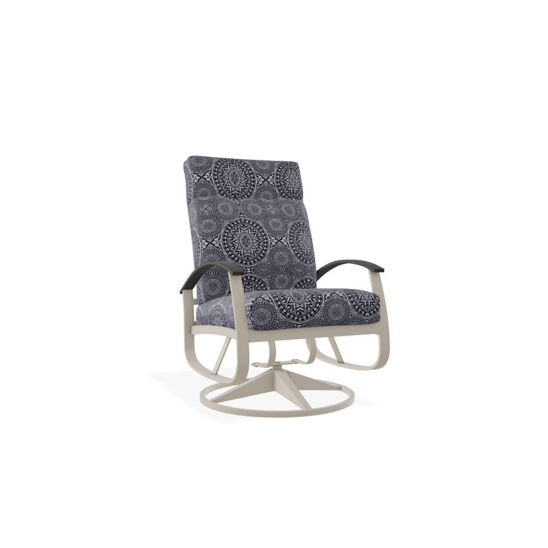Belle Isle Outdoor Rocker Chair, Canvas Pacific Blue Sunbrella® Canvas, Gloss White, Classic Graphite P30