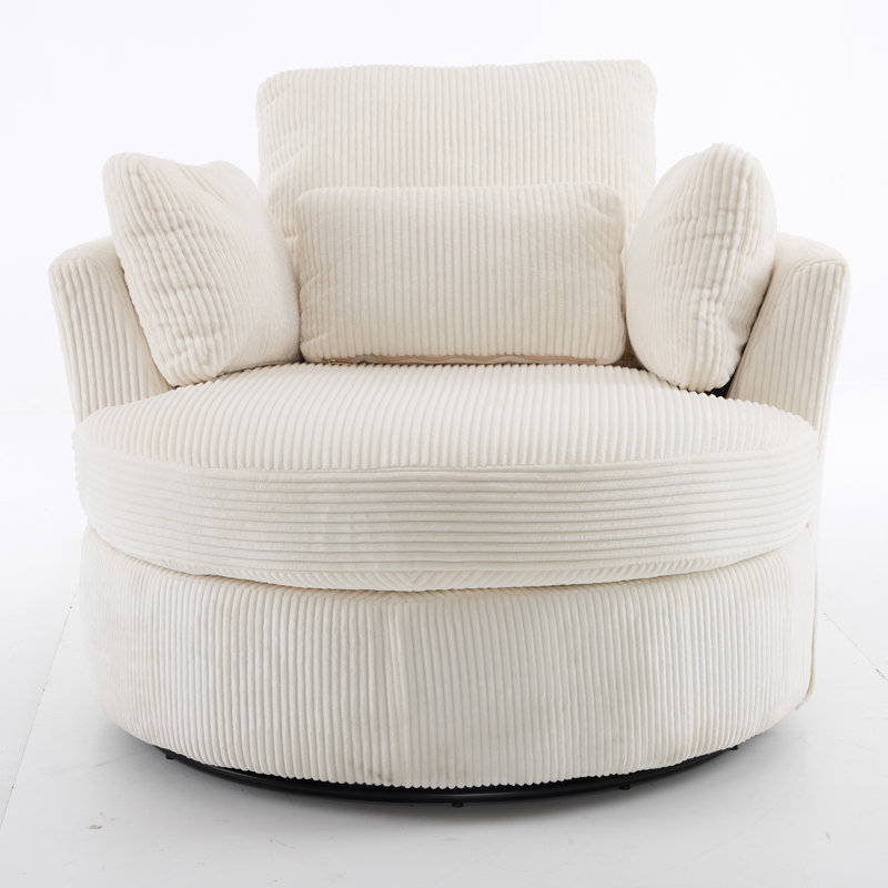Fauteuil d'appoint pivotant en velours 41 po, Beige