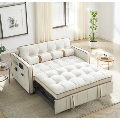 Modern 55.5" Pull Out Sleep Sofa Bed 2 Seater Loveseats Sofa