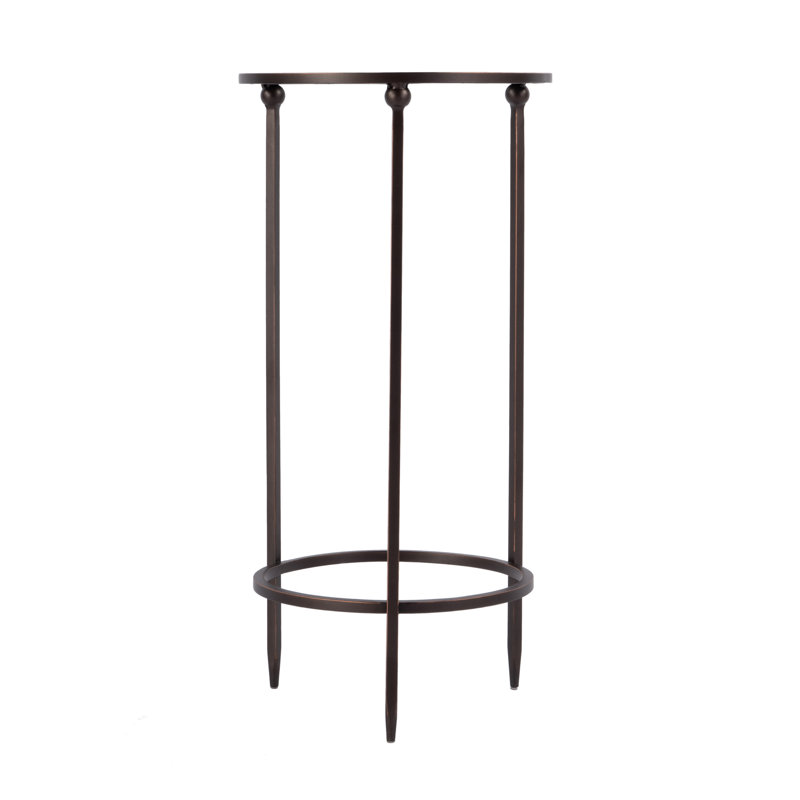 Table d'appoint ronde en verre et métal de 28 cm de largeur