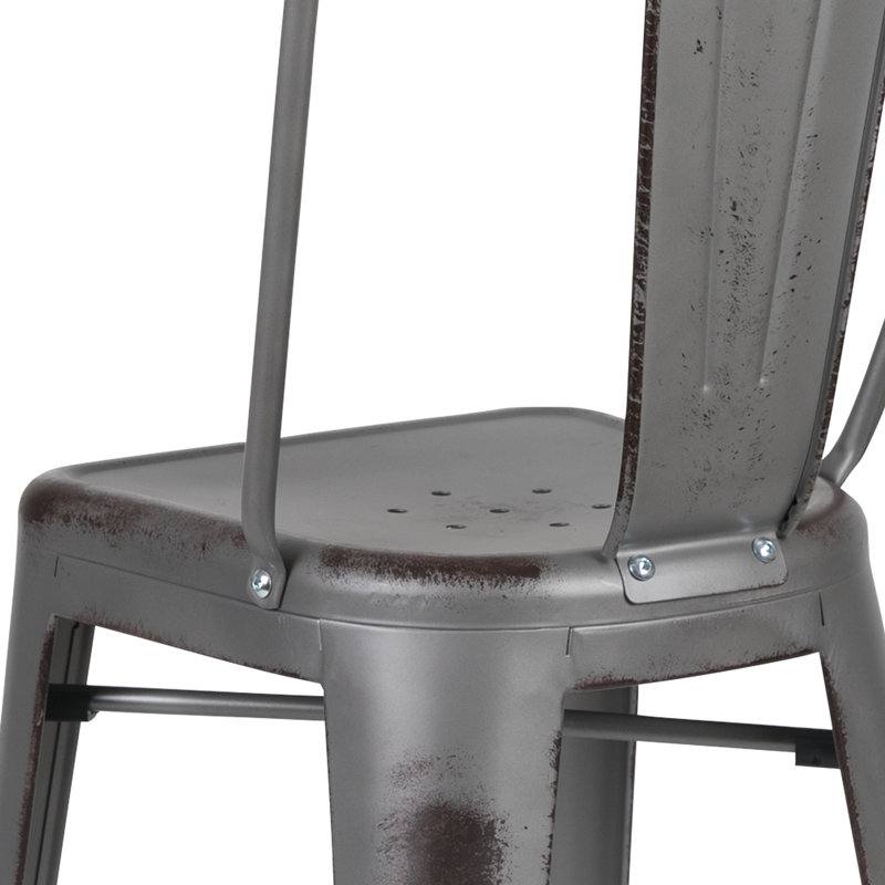 Tabouret de bar Iddings, Argent patiné, 1, Tabouret de comptoir (siège d'une hauteur de 24 p