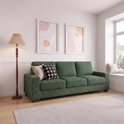 83.86" Modern Compressed Sofa with Built-in Cup Holder Armrests, Removable Washable Cushions for Living Room Bedroom Office