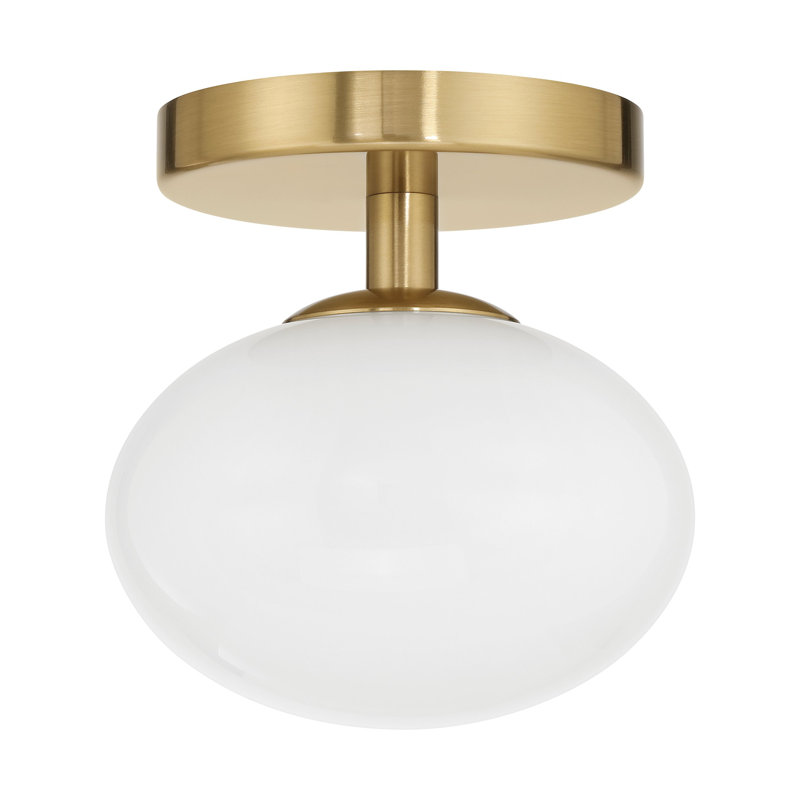 Chanda 6-inch 1-light Brushed Gold Semi-Flush Mount with Opal Glass Shade, Gold