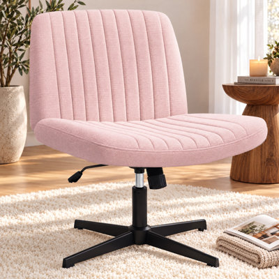 Taneha Wide Seat Armless Criss Cross Legged Office Desk Chair