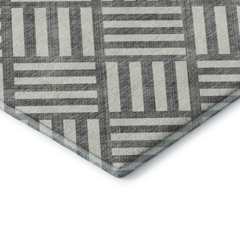 Tapis gris anthracite lavable à la machine Premium Cerrito, Rectangle 10 pi x 14 pi
