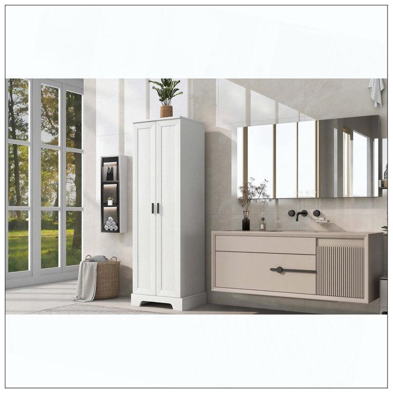 Armoire de rangement à deux portes, H 70 po x l 16,9 po x P 22,1 po, Blanc