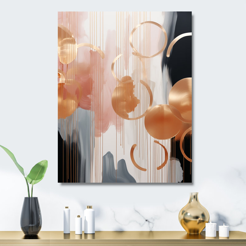Gold And White Abstract Shapes Harmony II - Abstract Shapes Metal Wall Art, 20" H x 12" W x 1" D