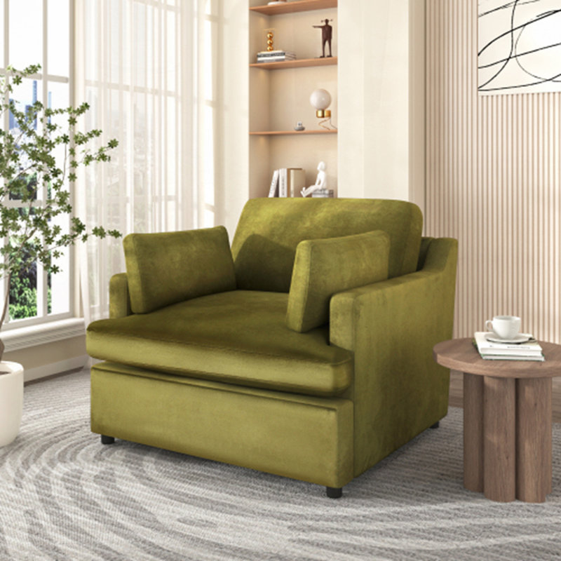 Fauteuil d'appoint rembourré Dyani, Velours vert