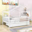 Lit double en bois avec lit gigogne simple et garde-corps-248913776