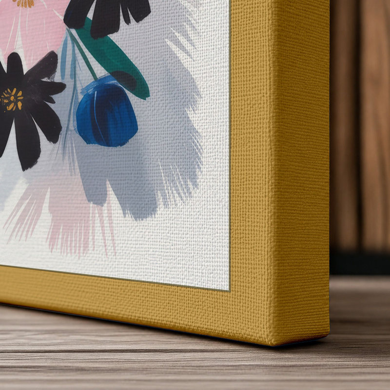 Blooms in Watercolour Botanical 1 Piece Wrapped Canvas Wall Art, 30x20 - 76.2 x 50.8 cm, Ochre Border