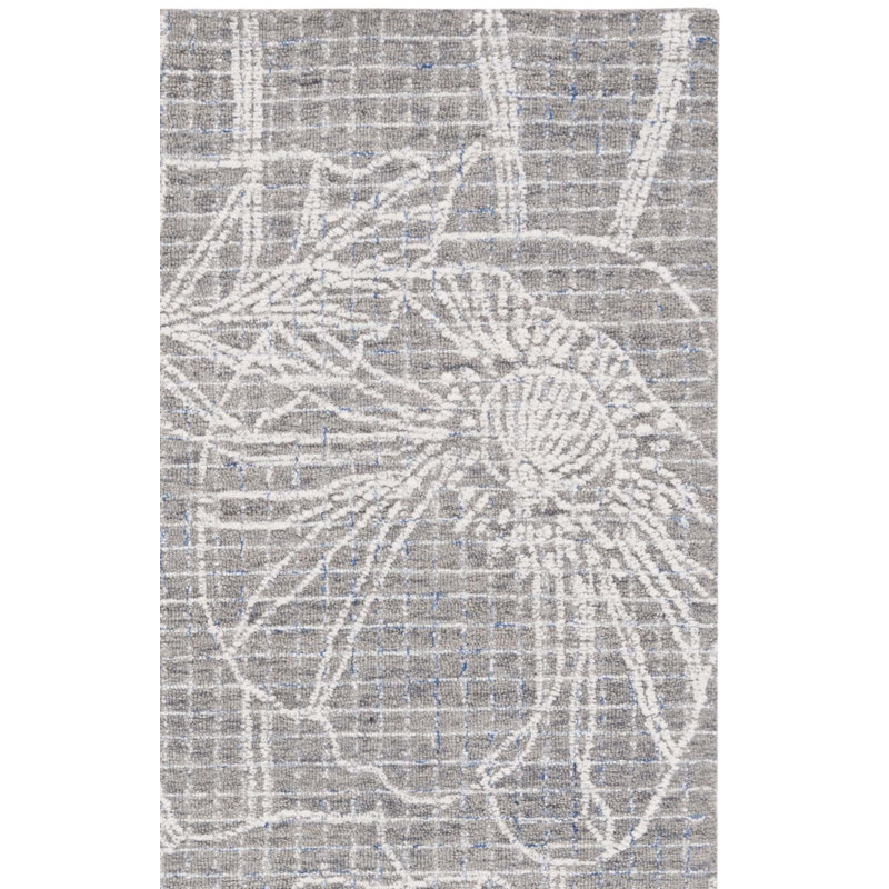 Tapis floral beige / ivoire en laine / coton touffeté à la main Hayan, Tapis de couloir 2 pi 3 po x 9 pi