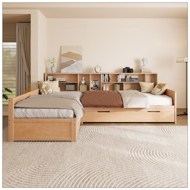 Twin L-Shaped Daybed Frame, Natural