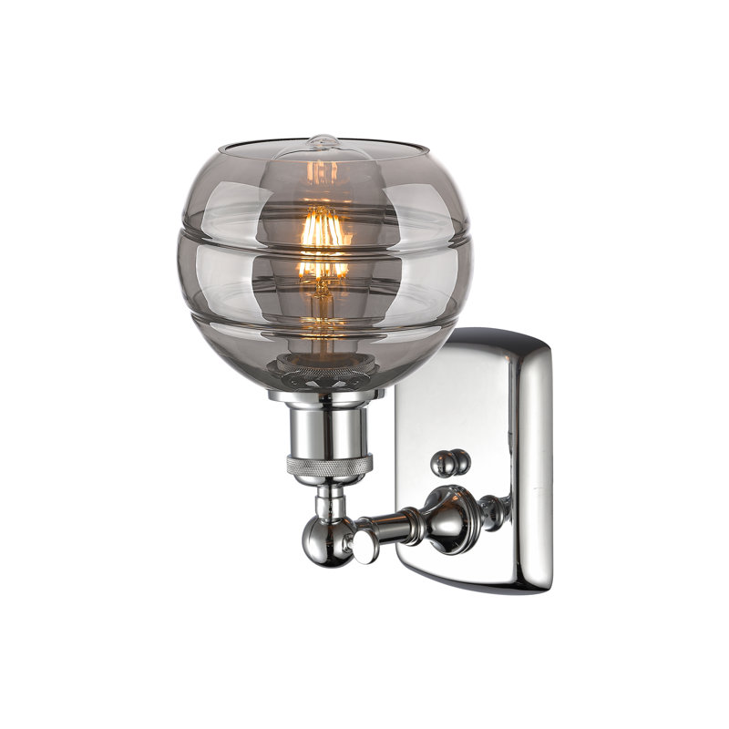 Applique murale 1 lumière Ballston Bienes, H 8,88 po x l 5,88 po x P 7,06 po, Gris fumée clair, Chrome poli