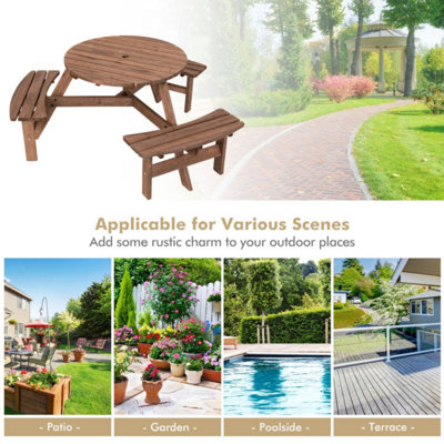 Kate Round 6 - Person 35'' Long Picnic Table