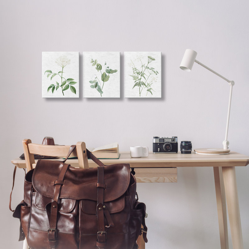  "Soft White Botanicals", ensemble de 3 toiles murales par lettres et lignes, H 14 po x l 11 po