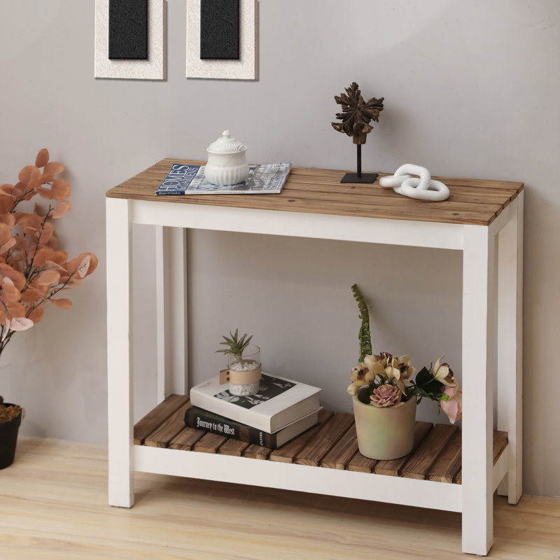 Cedarfield Brown & White Wooden Entry Table | Modern Farmhouse |