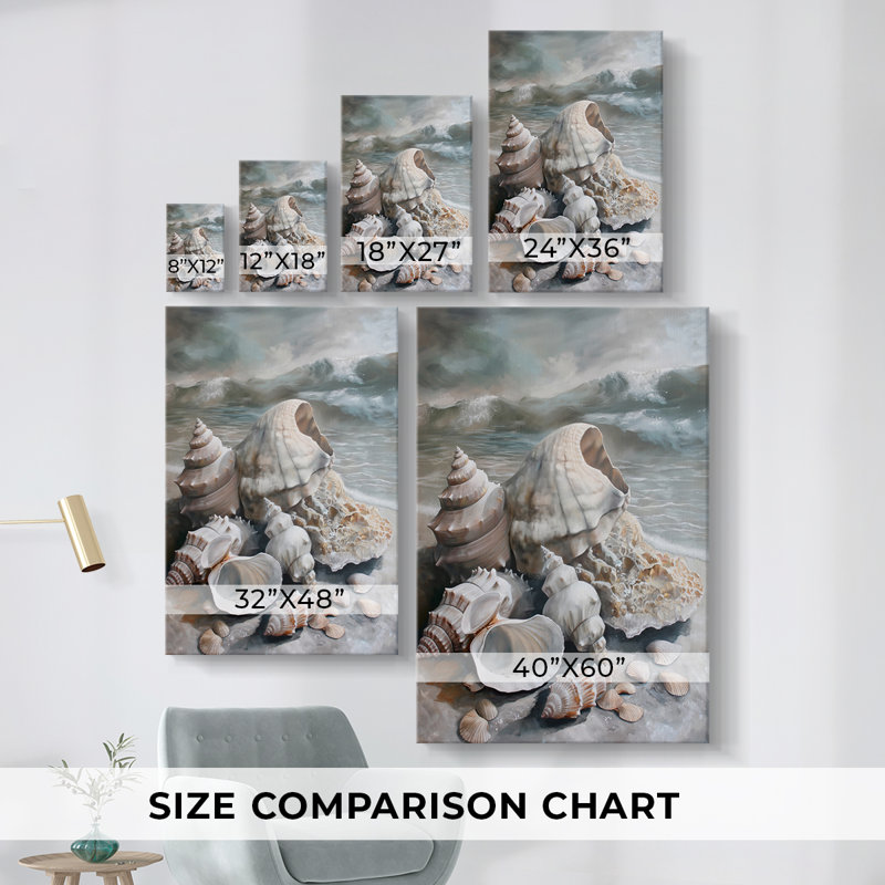 Sea and Shore  Series  LV  -Set Of 3 Gallery Wrapped Canvas -Ready to Hang, 27'' H x 18'' W