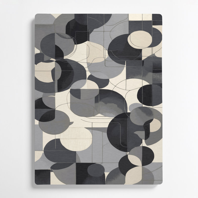 Art abstrait en métal gris, formes abstraites 2, H 11 po x l 14 po