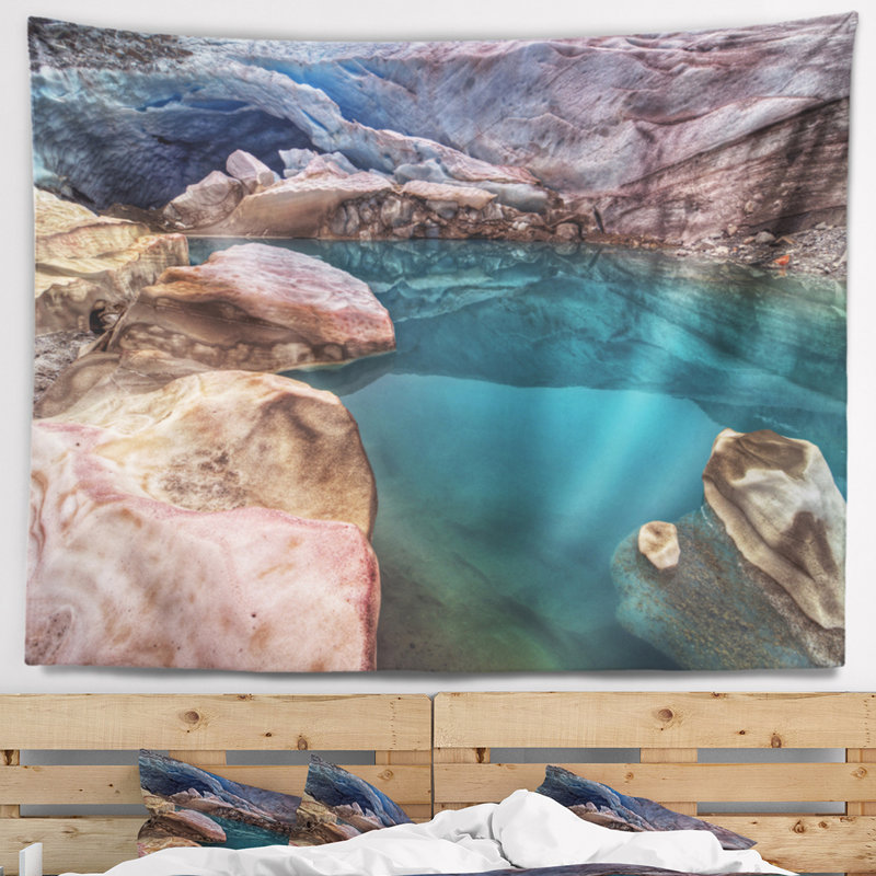 Tapisserie de piscine en fonte turquoise paysage magnifique, H 32 po x l 39 po