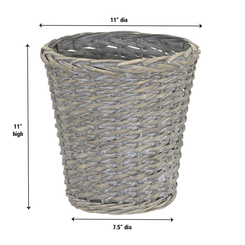 Petite poubelle en osier, Gris délavé