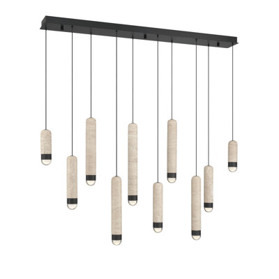 Eurofase Cambre, Chandelier , 10-light, 50", Matte Black, Travertine