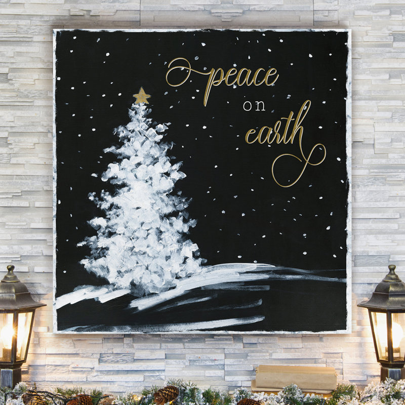 Peace on Earth Tree - Impression sur toile tendue, H 40 po x l 40 po x P 1 po