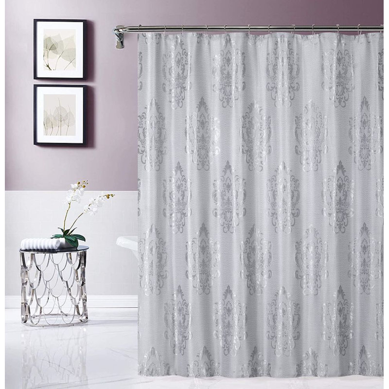 Rideau de douche simple en damas Abryl, Argent