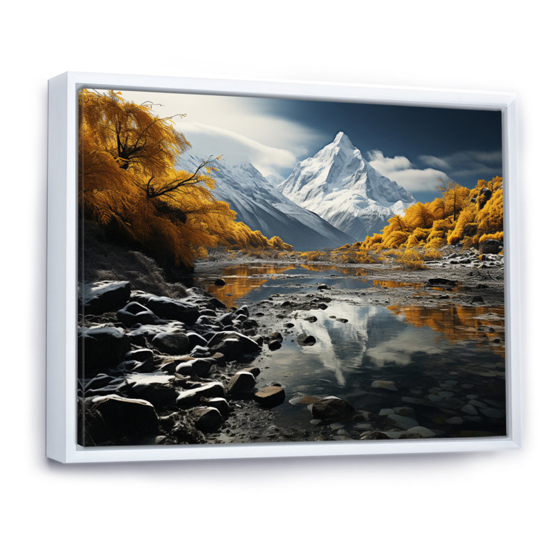 «Biddings» - Glacier Frozen Eternity - jaune, H 12 po x l 20 po x P 1 po, Cadre flottant blanc