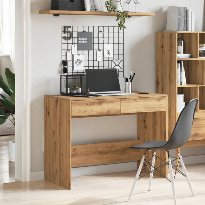 Desk with Drawers Computer Desk Home Office Study Table Engineered Wood, artisan oak