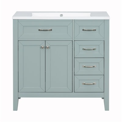 Shavette 35.98'' Single Bathroom Vanity with Ceramic Top