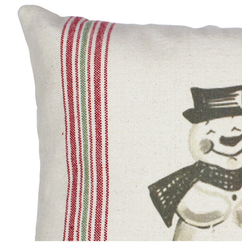 Coton - Coussin décoratif réversible imprimé en coton blanc et noir, H 14 po x l 14 po, Rouge / Crème, Carré